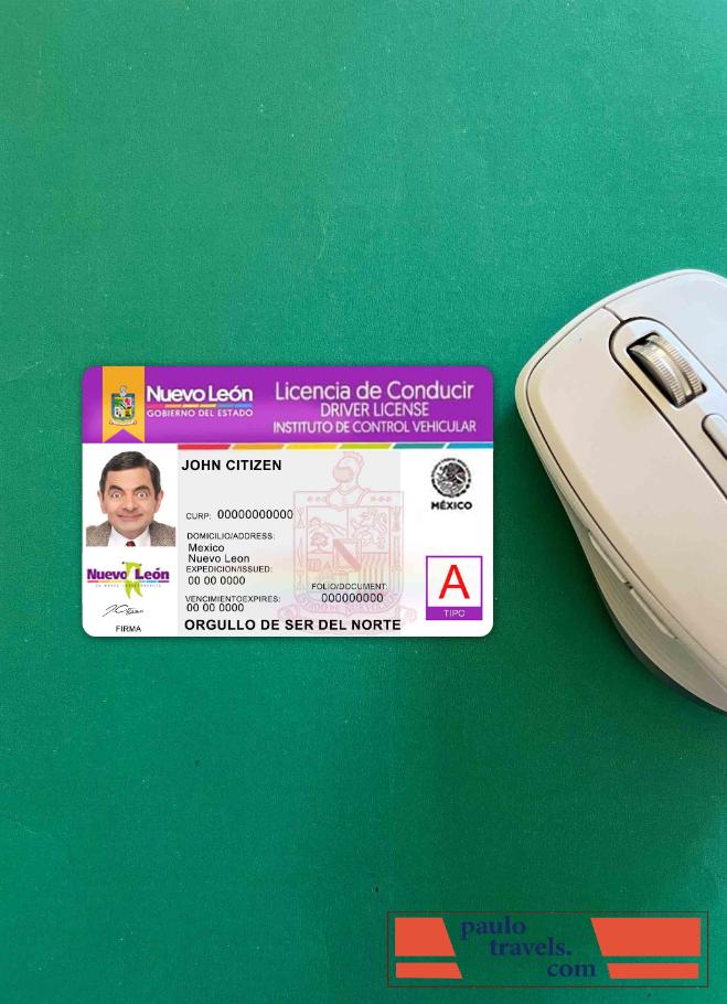 Mexico Nuevo Leon driving license photolook FRONT PSD template